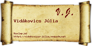 Vidákovics Júlia névjegykártya