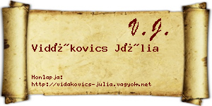 Vidákovics Júlia névjegykártya